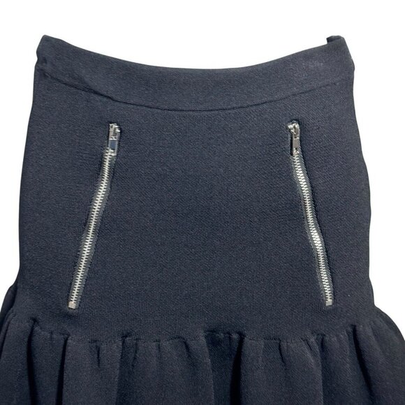 Sandro Paris black knit mini skirt size 1 US size 4 ruffle zipper accents - Picture 3 of 9